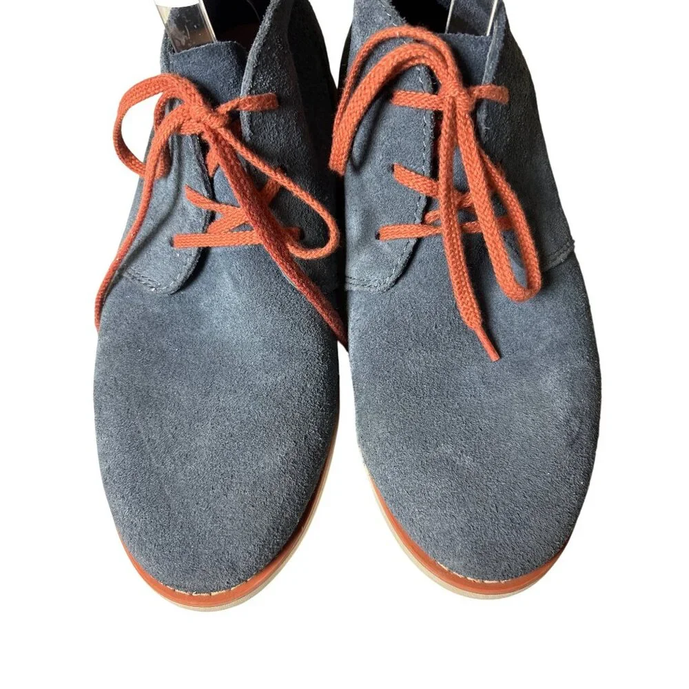 SeeVees 3 Eye Chukka Boots Size 8.5 Shadow Blue Suede Red Laces Ankle White Sole